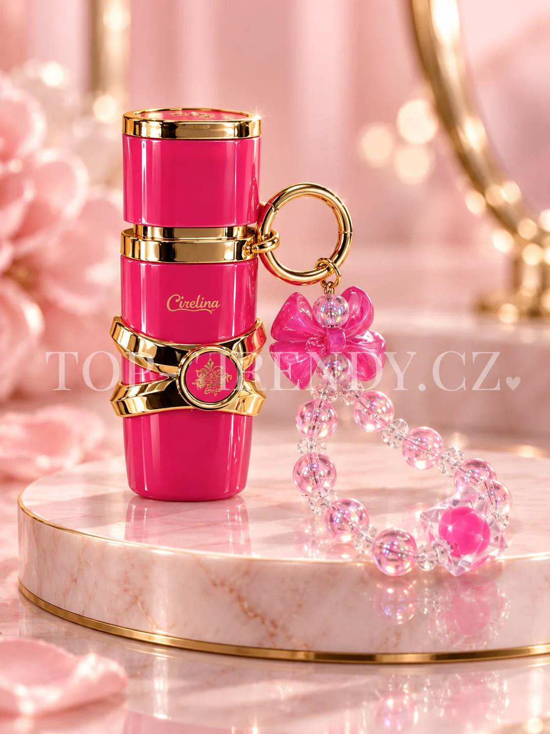 MINI PARFÉM CIRELINE PINK 15 ML S PŘÍVĚSKEM NA KLÍČE – INSPIROVANÝ LATTAFA YARA